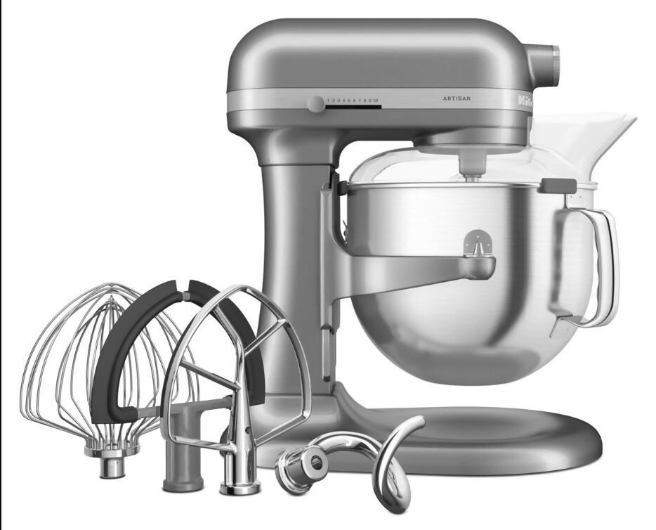 KitchenAid 6.6 L Bowl Lift Stand Mixer With Stainless Steel Heads & Double Flex Edge Beater - Contour Silver