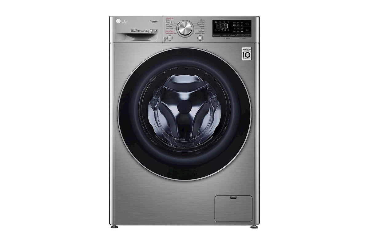 LG Front Load Washer 9kg, AI Direct Drive Motor, Steam, Silver Color