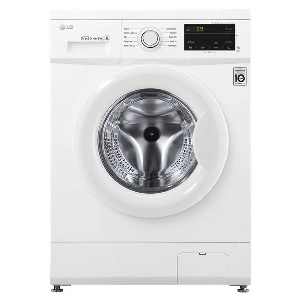 LG Front Load Washer 8kg, Direct Drive Motor, 6 Motion, White Color
