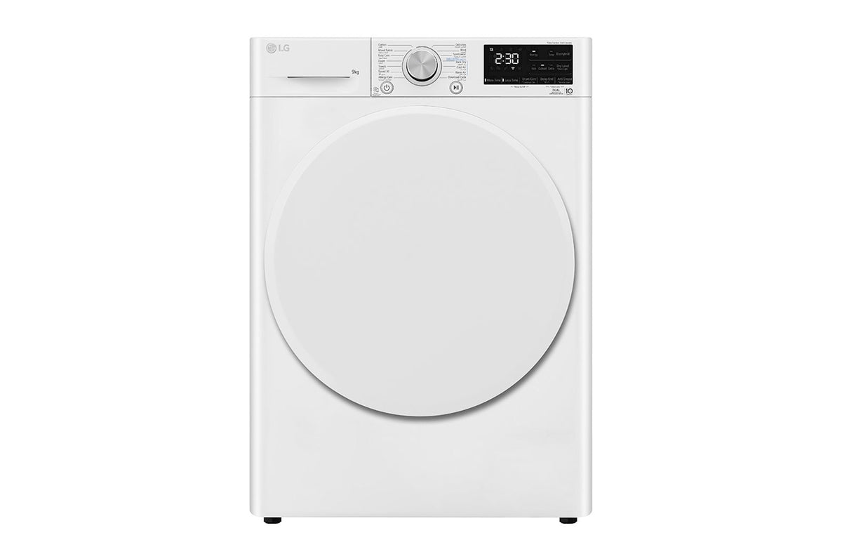 LG Energy Saving Dryer, 9kg, White, Capable Drying with Dual Heat Pump