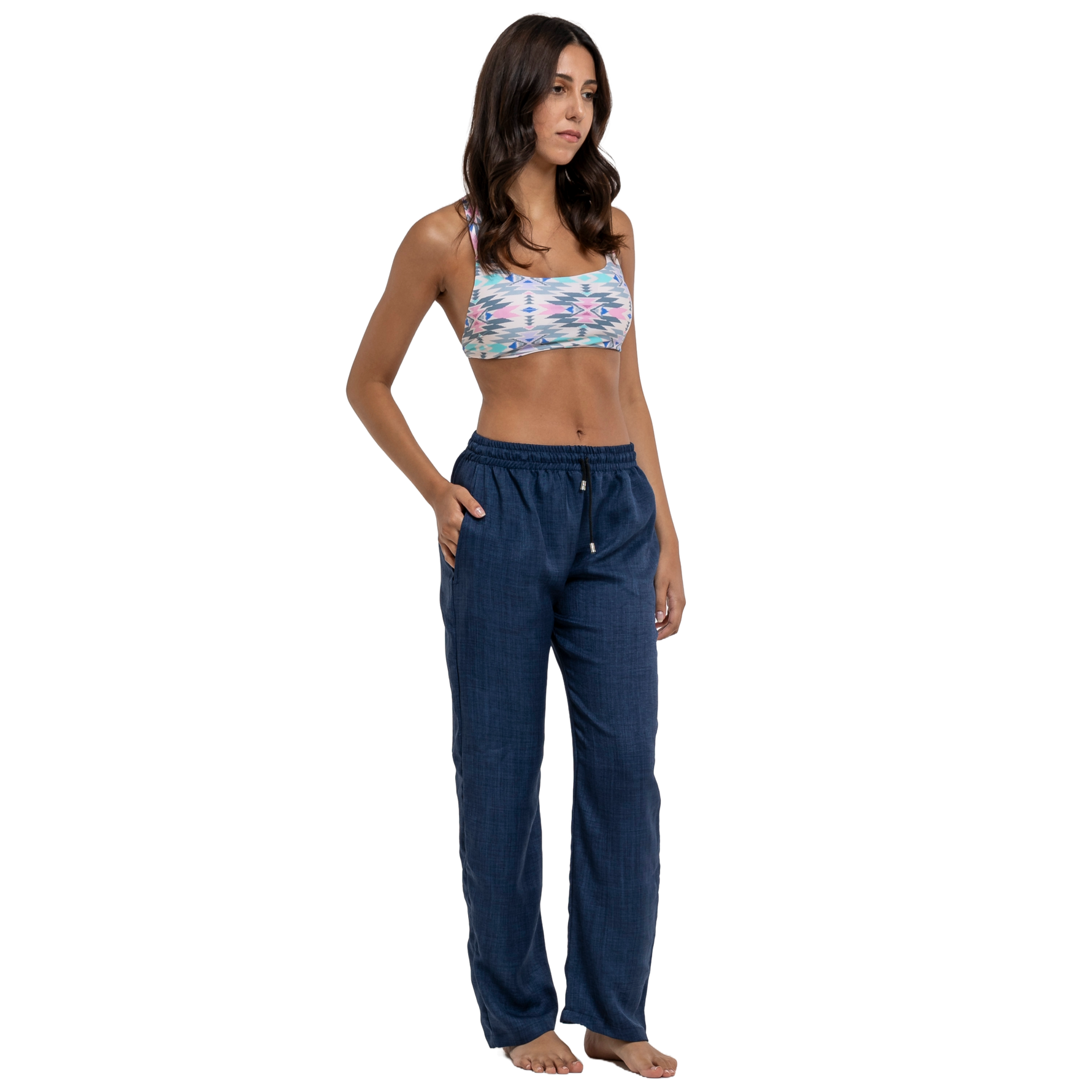kali linen navy pants