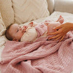 baby blanket organic cotton knitted -pink