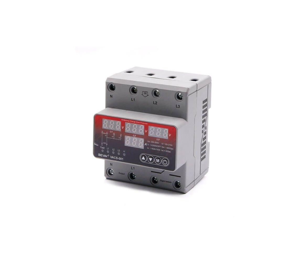 Voltage+Current Protector | Auto Phase Select | 3 Phase | 1 Phase 63A | Evav