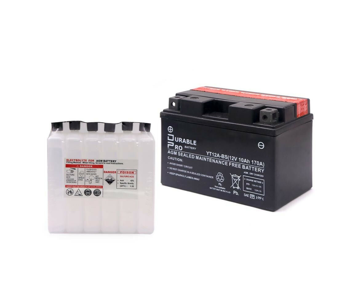 Motorcycle Battery | YT12A-BS Durable Pro| 12V 10Ah