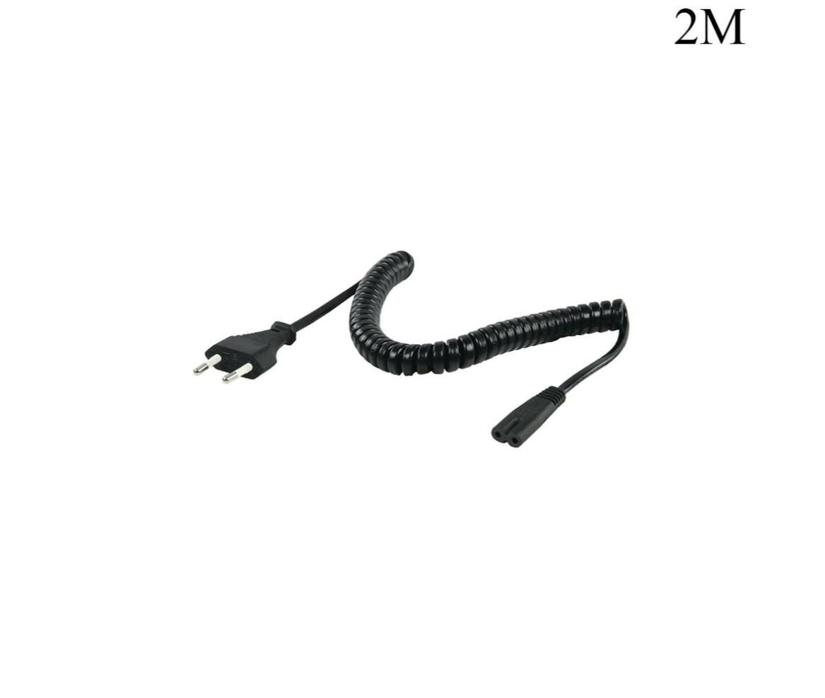Power Cable | EU Plug - 2-Prong | 2x0.75mm | Black | Spring | 2M