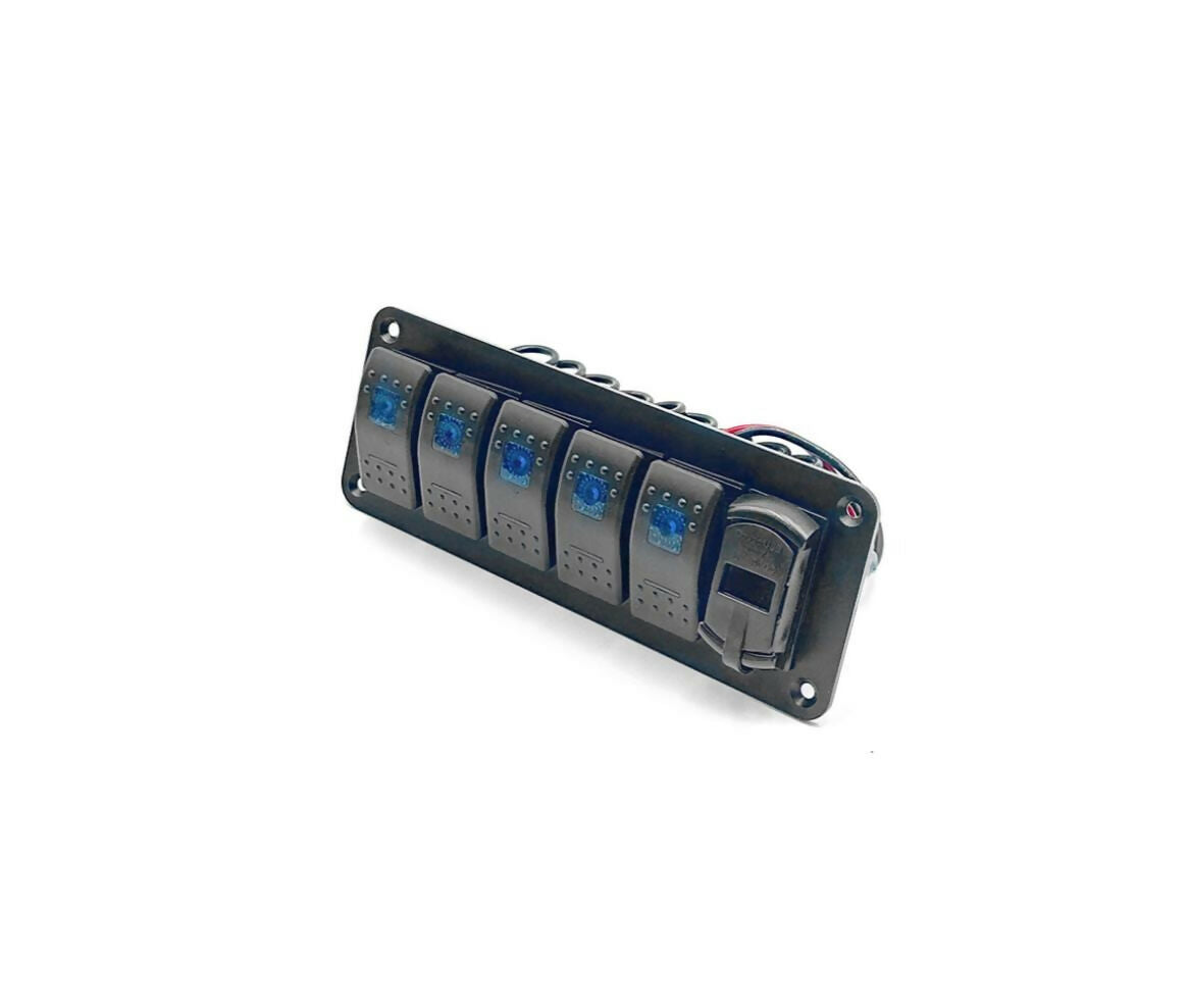 Marine Switch | 5+1 Gang | w/ USB 4.2A | Blue