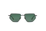 Sunglasses with green lenses on a white background