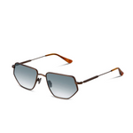 Sunglasses with bronzeframe and gradient lenses on a white background