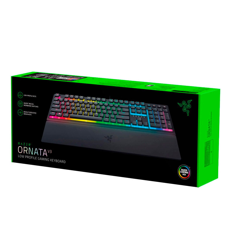 Razer - Ornata V3 Full-Size Wired Mecha-Membrane Gaming Keyboard with Chroma RGB Backlighting - Black