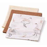 Koell: Three-Pack Muslin Diapers - "Swans"