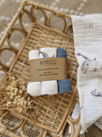 Three-Pack Muslin Diapers & Swaddle Cloths - Whales on White