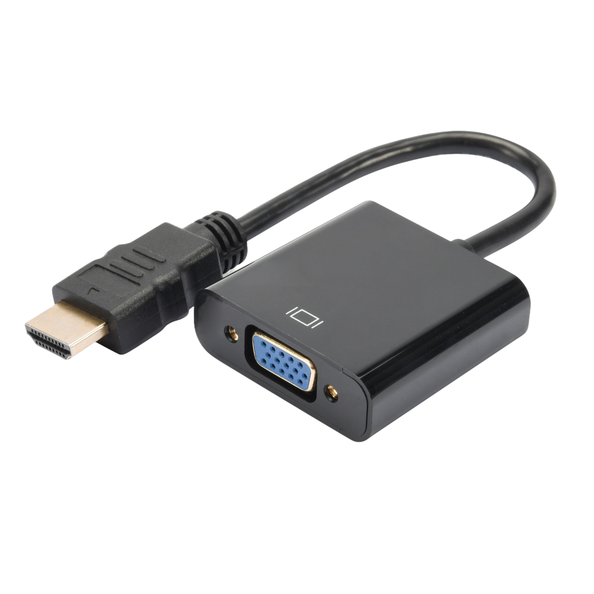 CEM HDMI to VGA (M-F) HD Cable Coupler with Audio Aux - Black