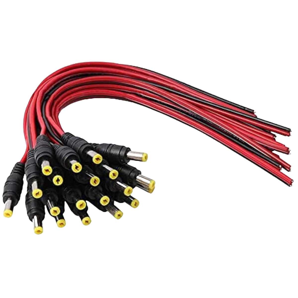 Hitec (9031) DC Cabled Barrel Plug - 5cm - Red / Black Cable with Yellow Tipped Plug