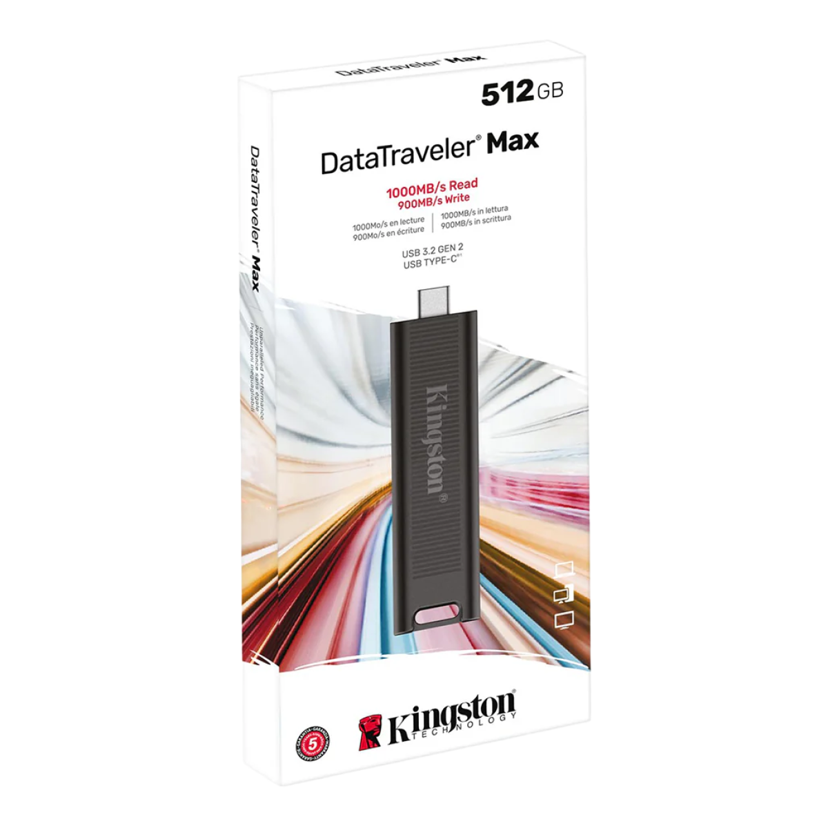 Kingston (DTMAX/512GB) DataTraveler Max 512Gb USB-C3.2 Gen 2 Flash Drive - Black