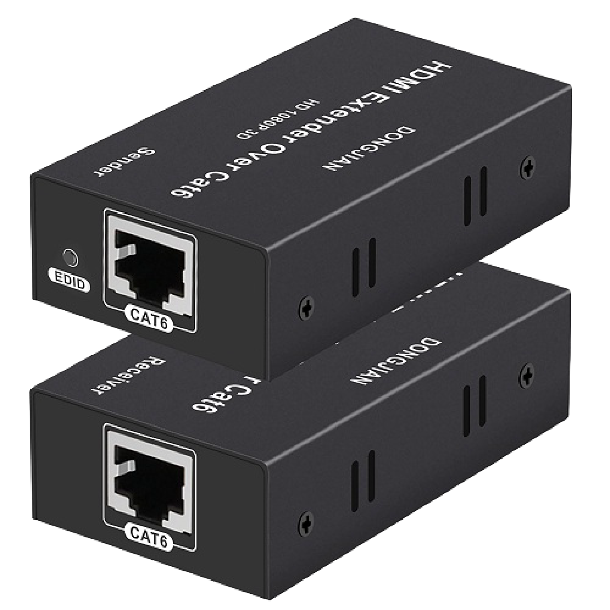 Hitec (8478) HDMI Extender 60m via CAT-5e/6 with IR (2) - FHD 1080p - Black Metal