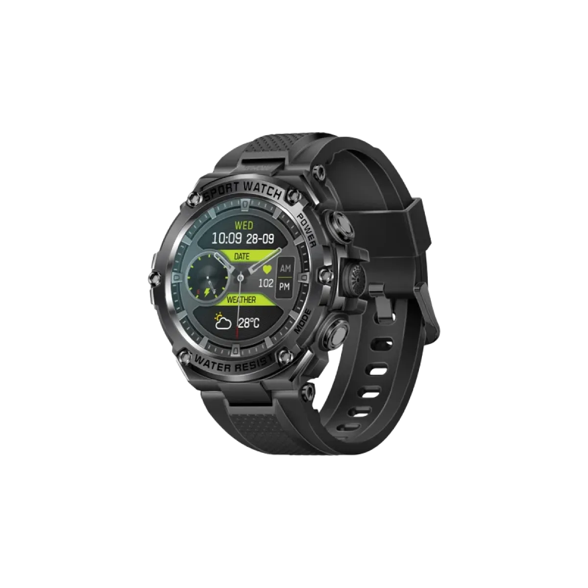 Promate (XWatch-R19) Smart Watch 27mm Rubber Strap - Black