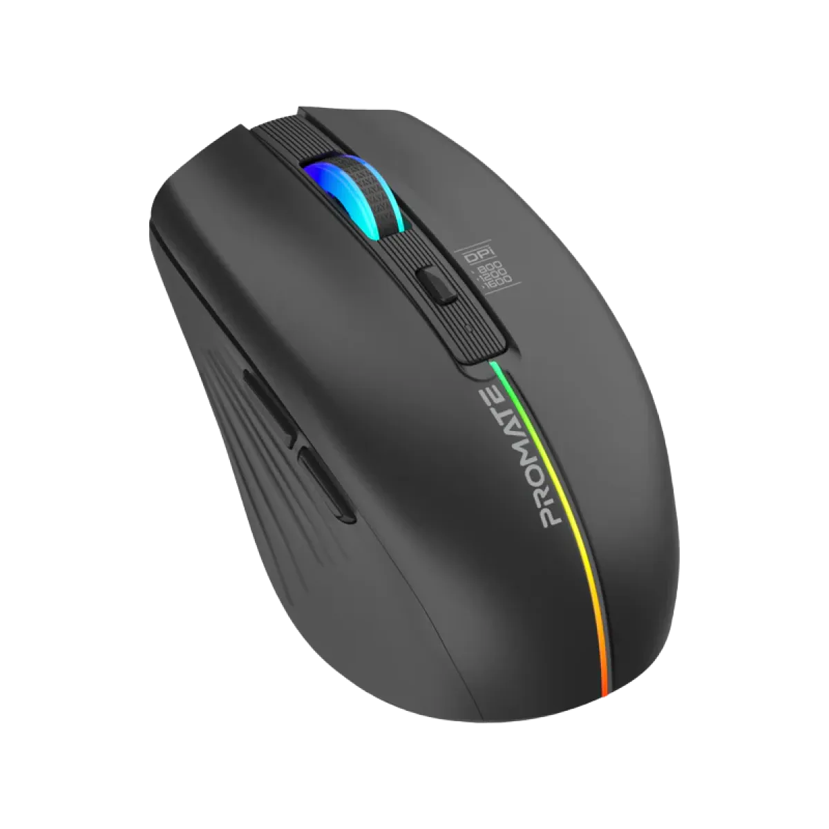 Promate (Kitt.Black) 2.4GHz Wireless Mouse with Nano USB Receiver - RGB - 2Yrs - Black