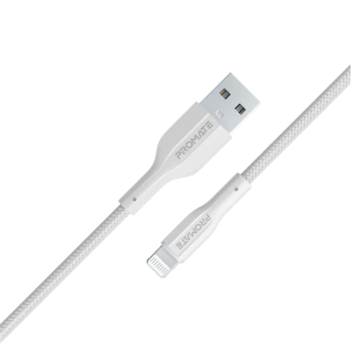 Promate (Xcord-AI.White) USB-A to Lightning Data & Charge Cable Braided - Fast Charge - 1m - White