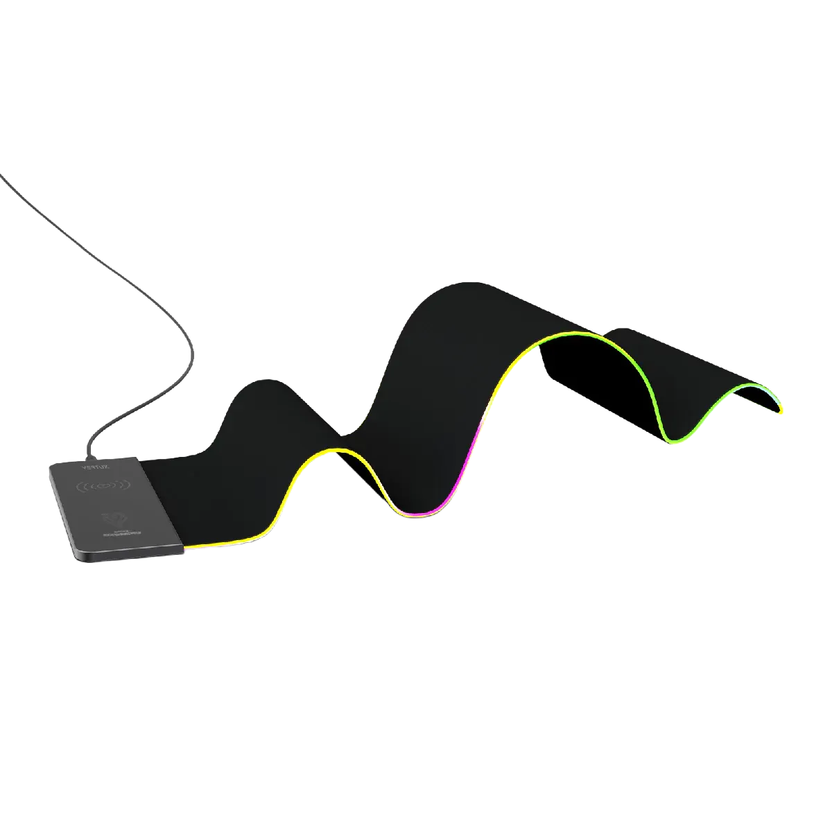 Vertux Raftpad-QI LED Lighting Gaming Mousepad - 15W Wireless Charger - Black