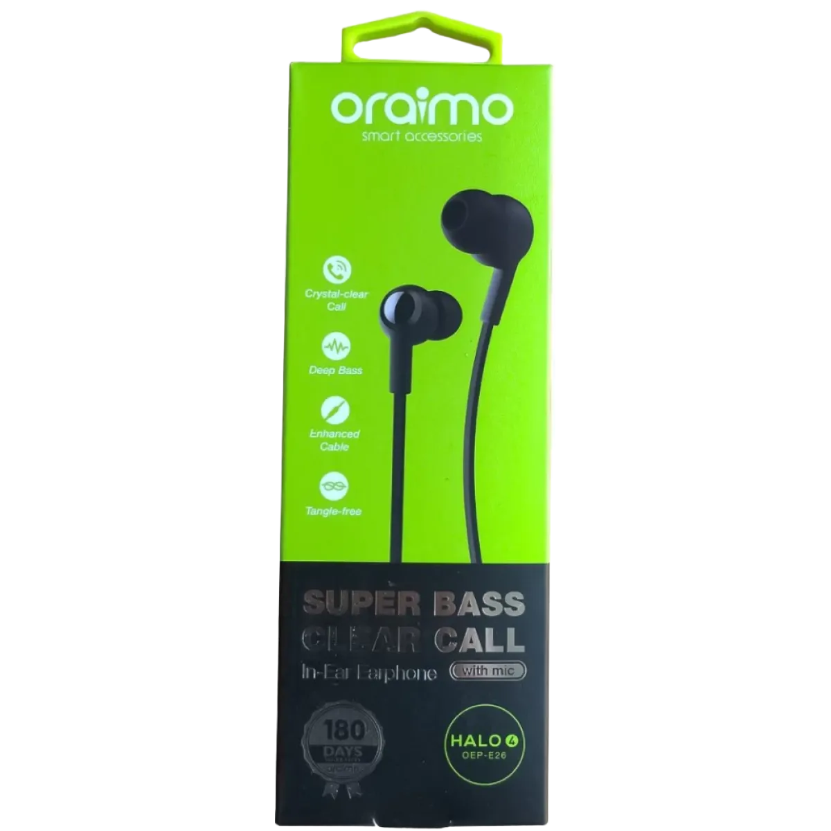 Oraimo (OEP-E26) Halo 4 In-Ear Wired Earphone with Deep Bass - Black