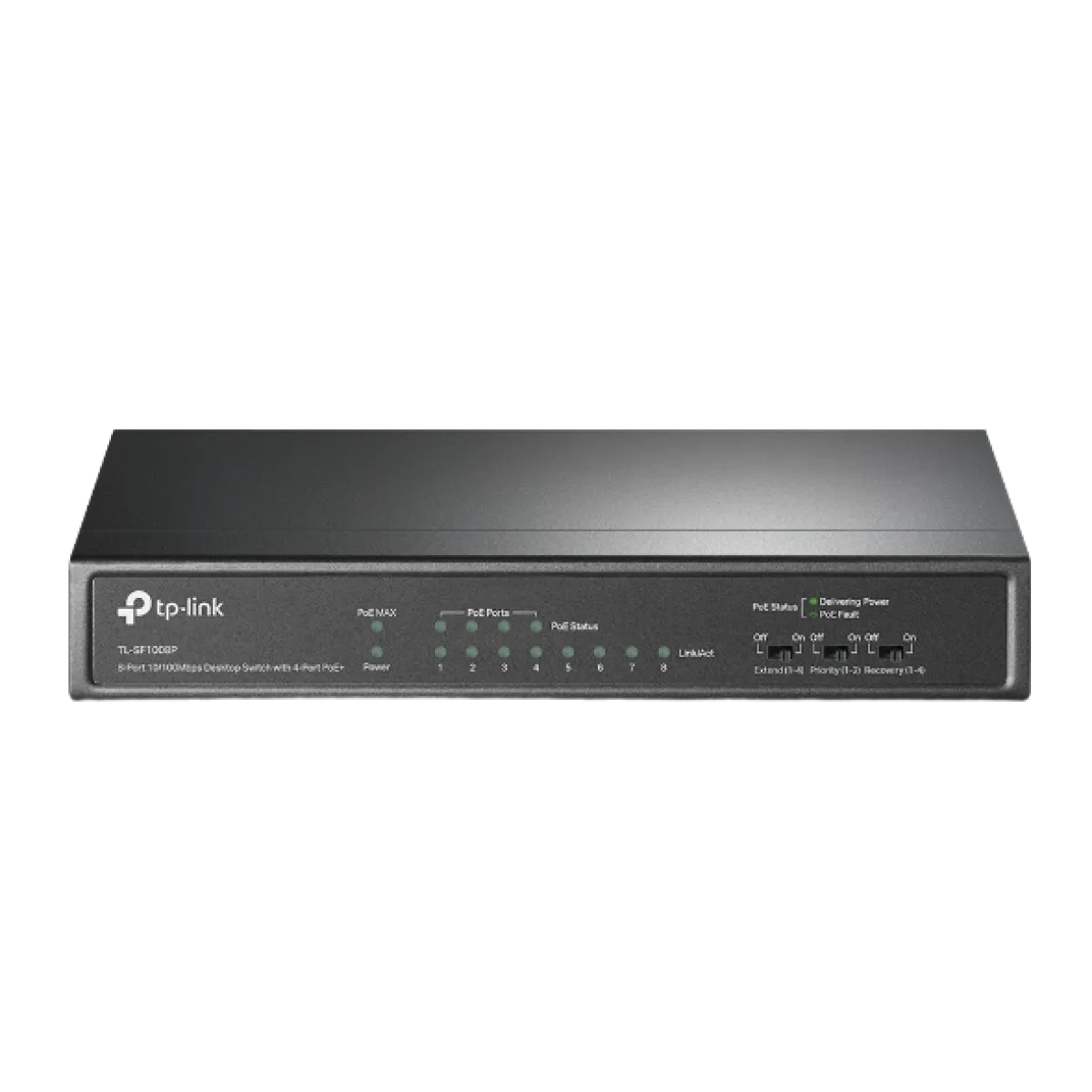TP-Link (TL-SF1008P) 8-Port 10-100Mbps Desktop Switch - Black