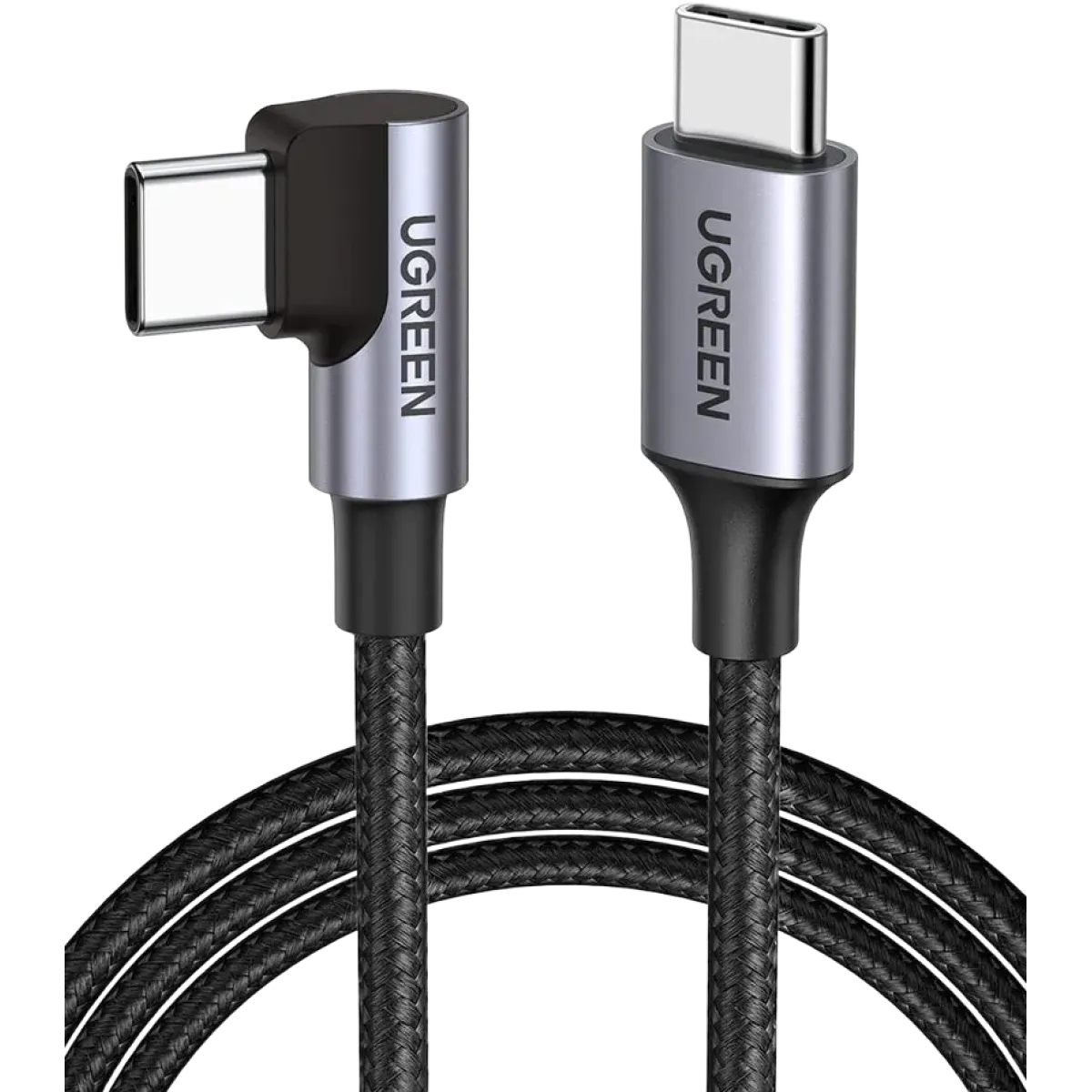 UGreen (80714) USB-C2.0 to Angled USB-C Charging Braided Cable (M-M) - 3m - Black
