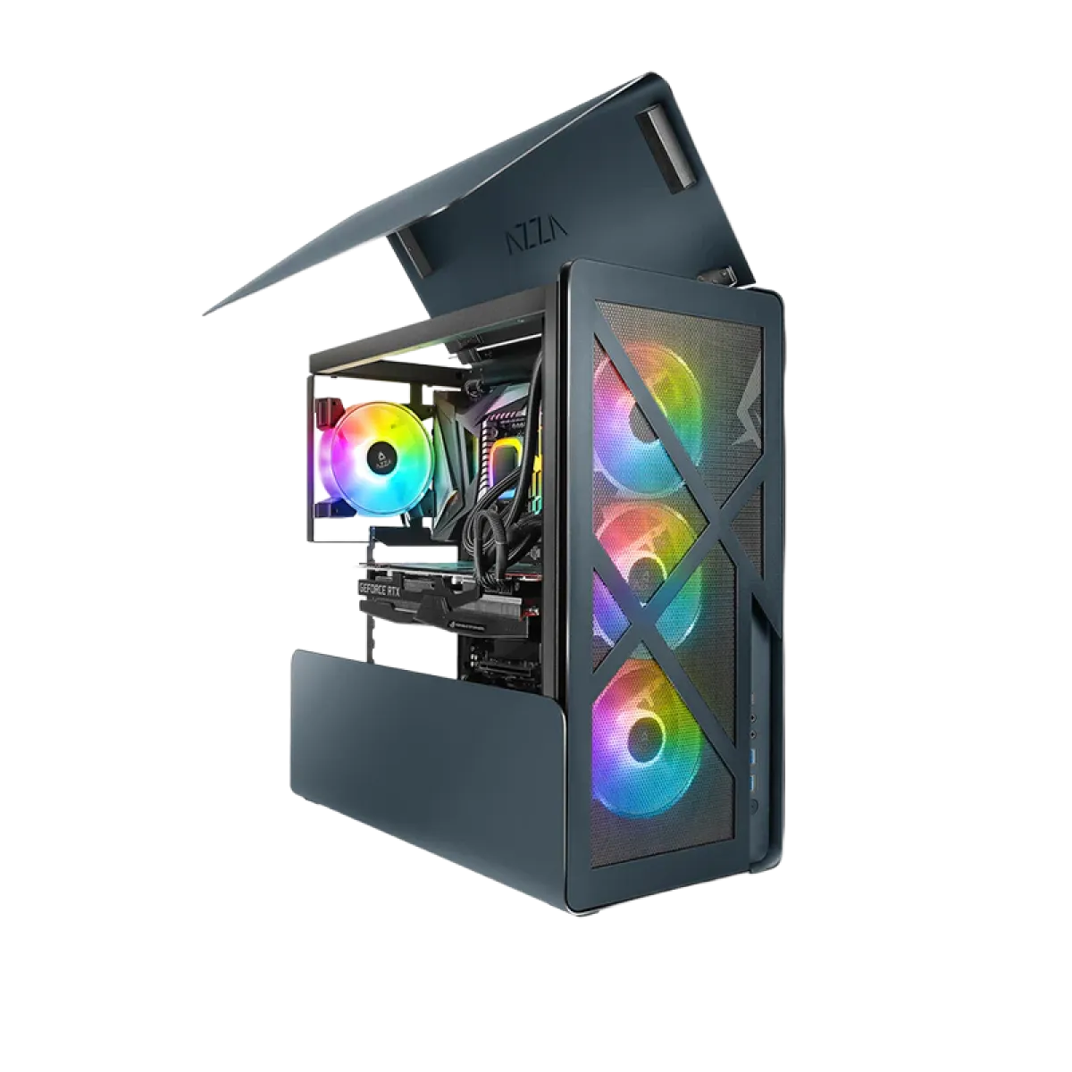 Azza (CSAZ-808B-M) Cast Black Gaming Chassis - RGB - Black
