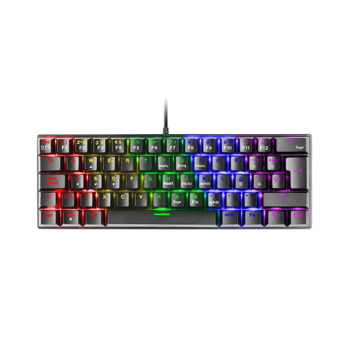 Mars (MK60RUS) MK60 Mechanical Wired Gaming Keyboard 60% - RGB - Blue Switch - US Layout - Black
