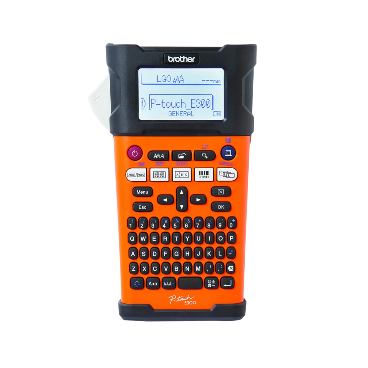 Brother (PT-E300VP) P-touch Handheld Labelling Machine - 12/18mm Laminated tapes - Orange