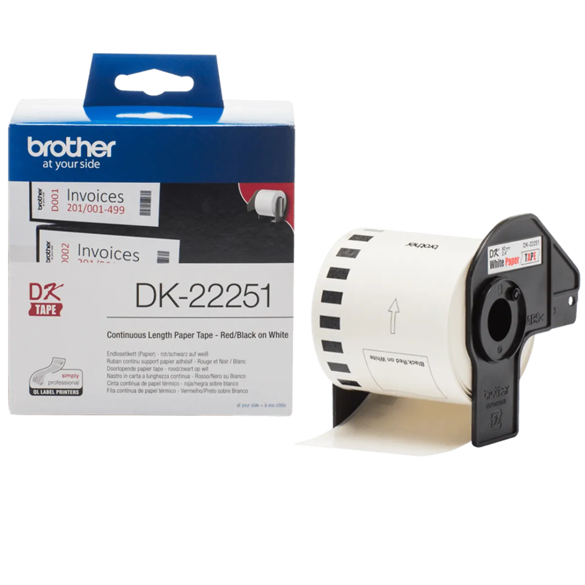 Brother (DK22251) Standard Address label 62x15mm Continuous Labels Cartridge - Red/Black On White