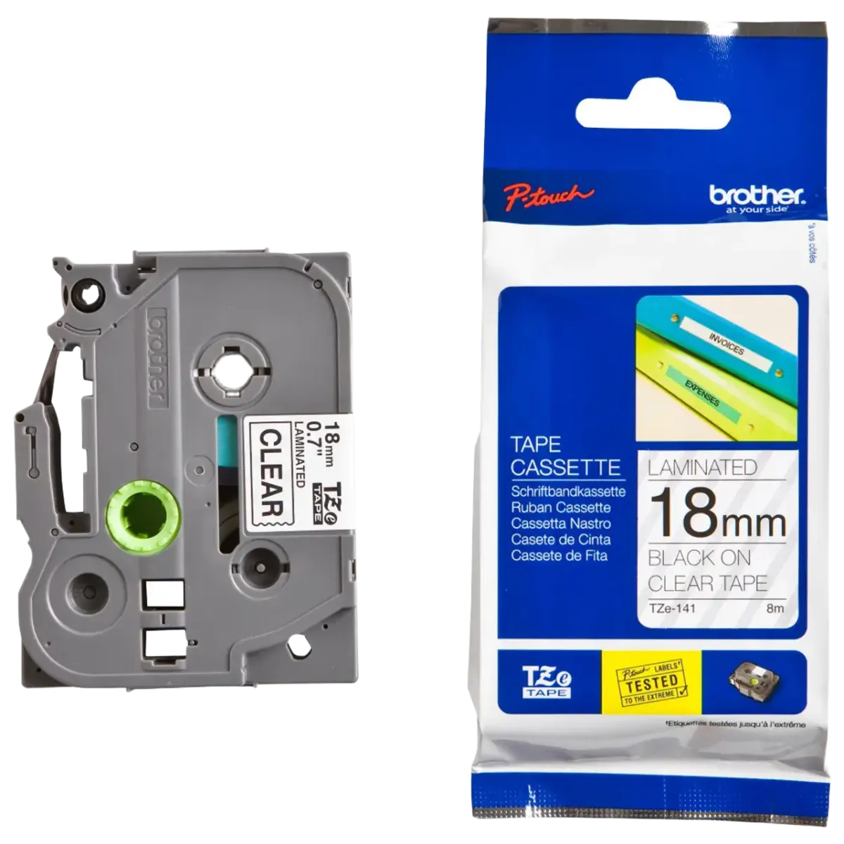 Brother (TZe-141) P-touch 18mm Labelling Tape Cassette 8m - Black on Clear