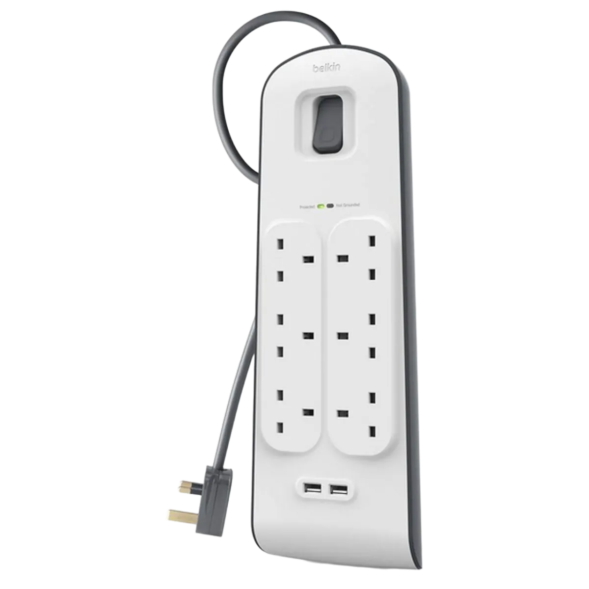 Belkin (BSV604AF2M) Surge Master Power Distribution Unit, 6 Surge Protection Outlet, USB, 2m - White