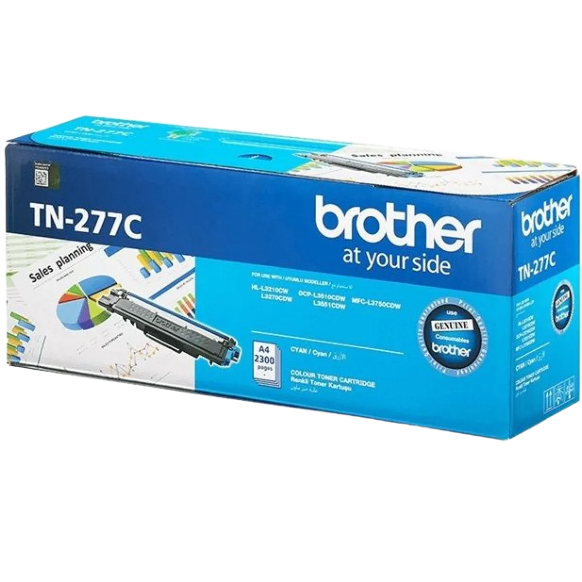 Brother (TN-277C) Cyan Genuine Laser Toner Cartridge for DCP-L3510DW,DCP-L3551DW
