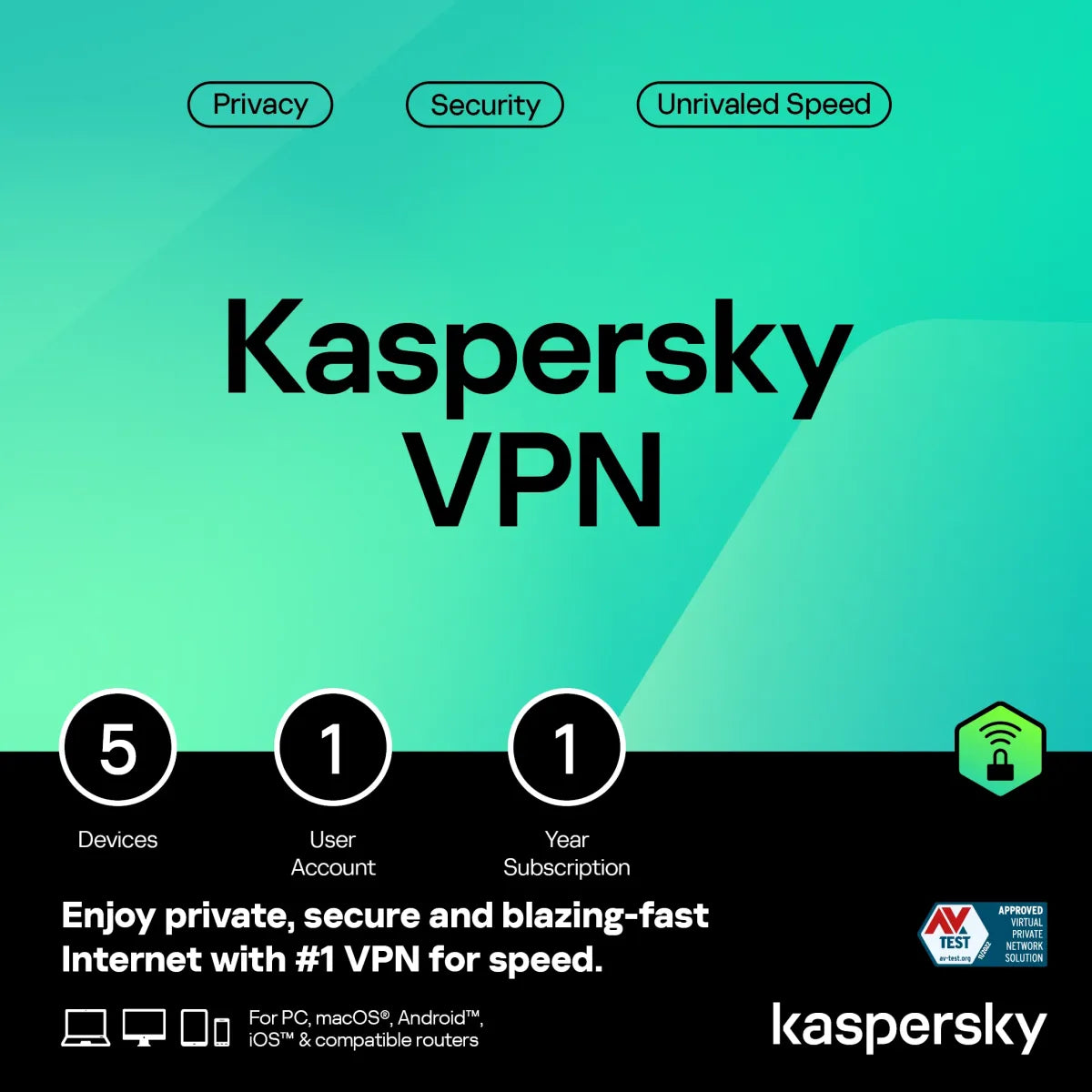 Kaspersky (KV051) VPN - 5 Devices - 1 Year License
