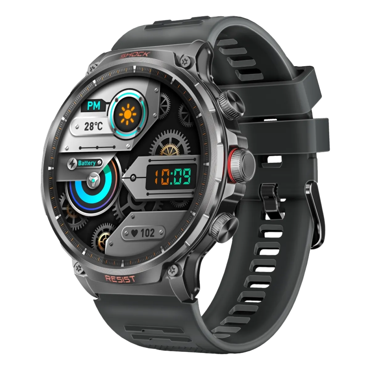 Promate (XWatch-R20) Smart Watch 24mm Rubber Strap - Black