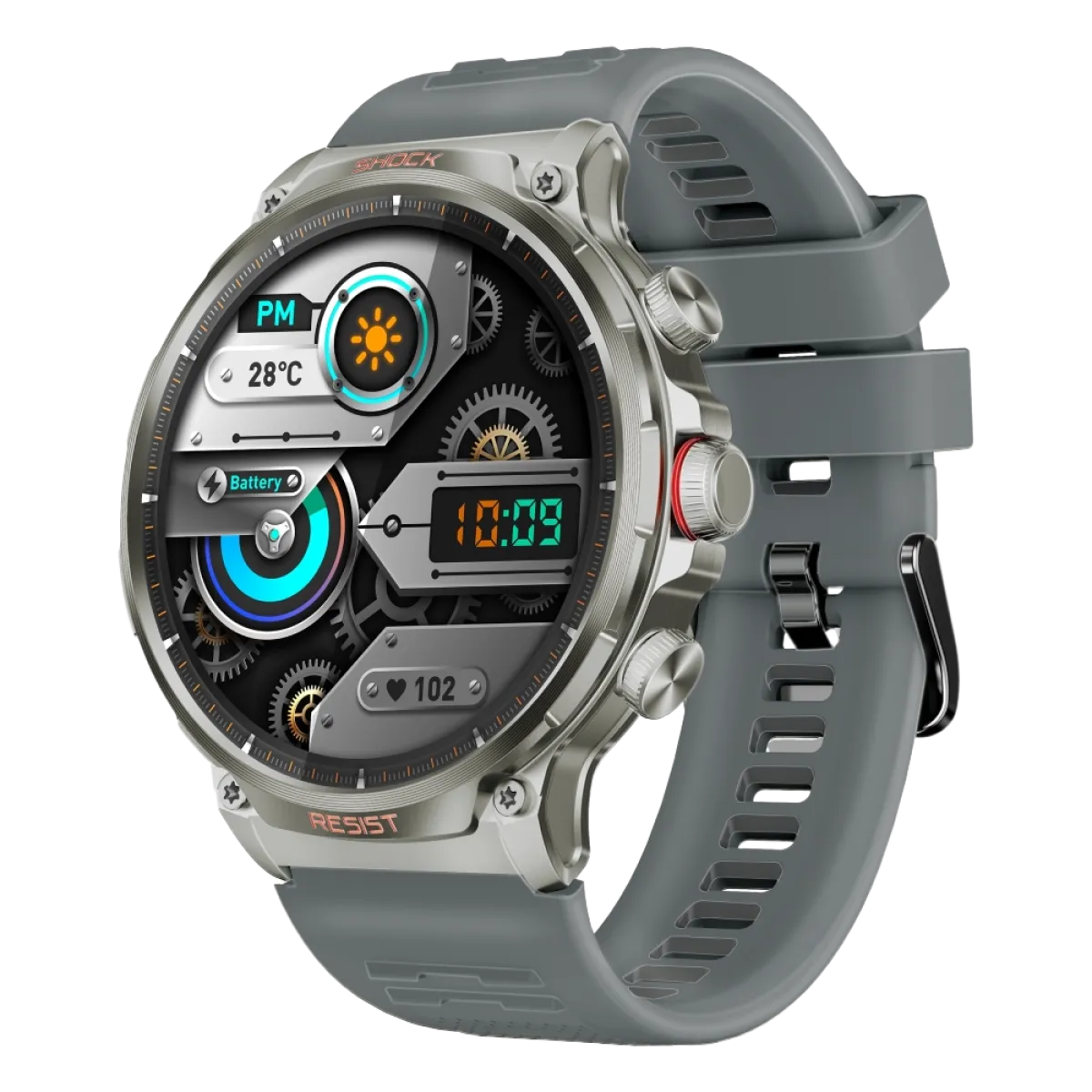 Promate (XWatch-R20) Smart Watch 24mm Rubber Strap - Silver