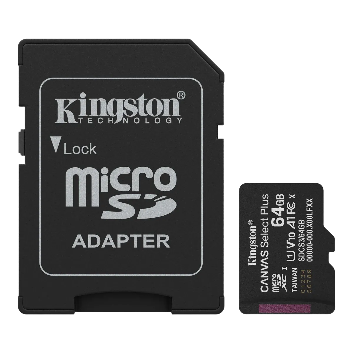 Kingston (SDCS3/64GB) Canvas Select Plus microSDXC 64Gb - SD Adapter - Black