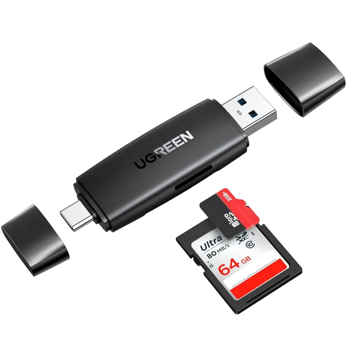 UGreen (80191) 2in1 USB 3.0 Memory Card Reader to SD/TF Card - Black