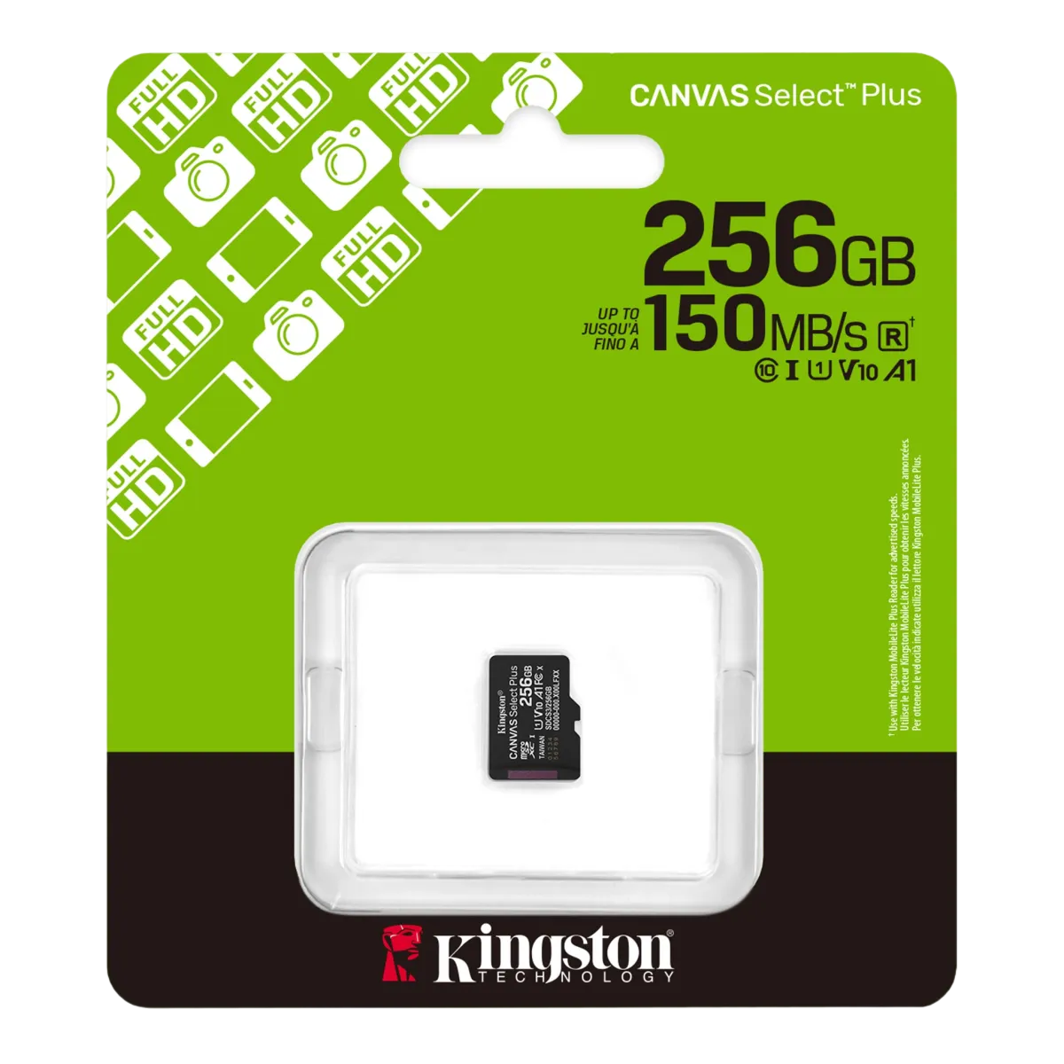 Kingston (SDCS3/256GB) Canvas Select Plus microSDXC 256Gb - SD Adapter - Black
