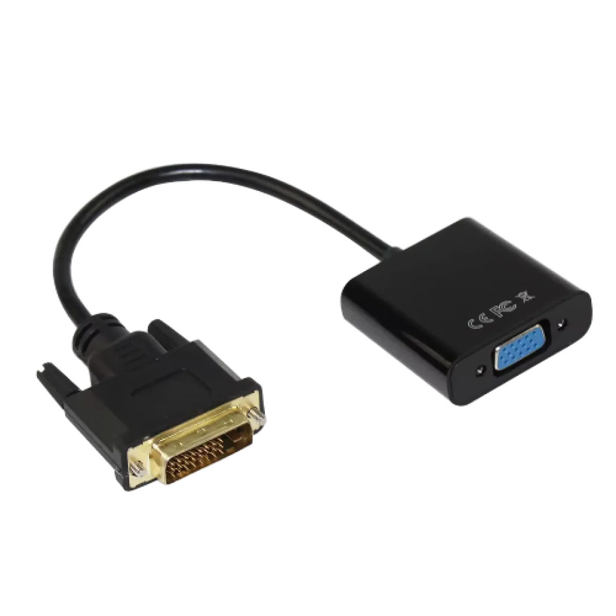 CEM DVI-D to VGA (M-F) Cable Coupler - 15cm - Black