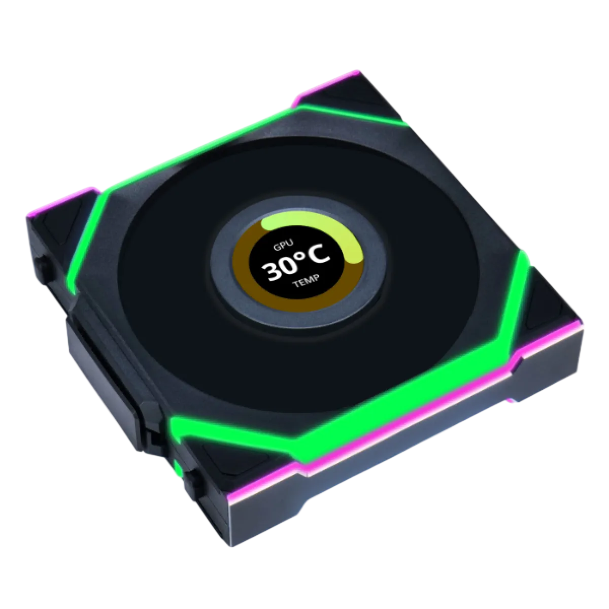 LianLi (12RSLLCD1W3B) UNI Fan SL Wireless LCD 120 Fan - 3x 120mm RGB Fan - Reverse Blade - Black