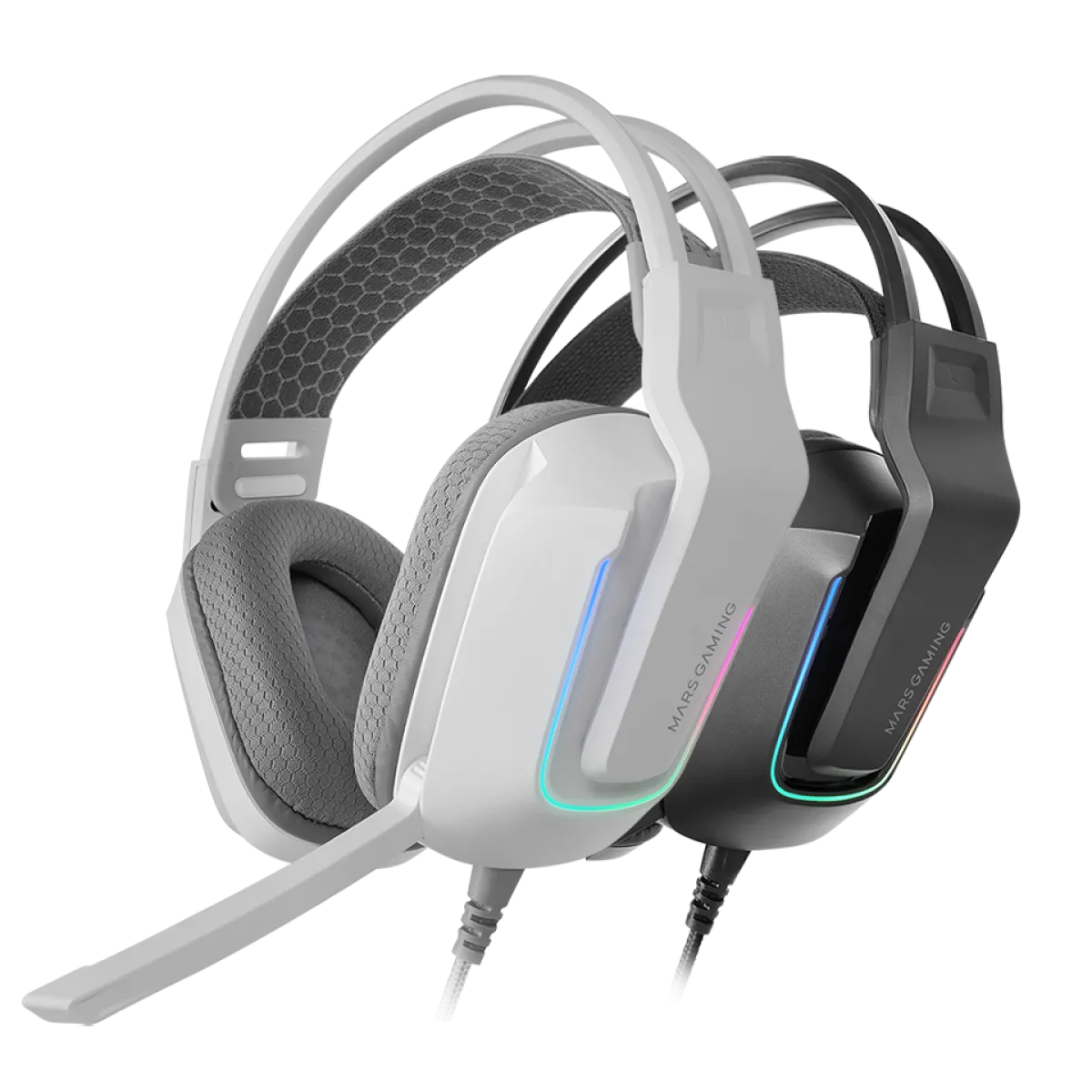 Mars (MHSTRIKEW ) Wired Gaming Headset - 3.5mm / USB - RGB - White