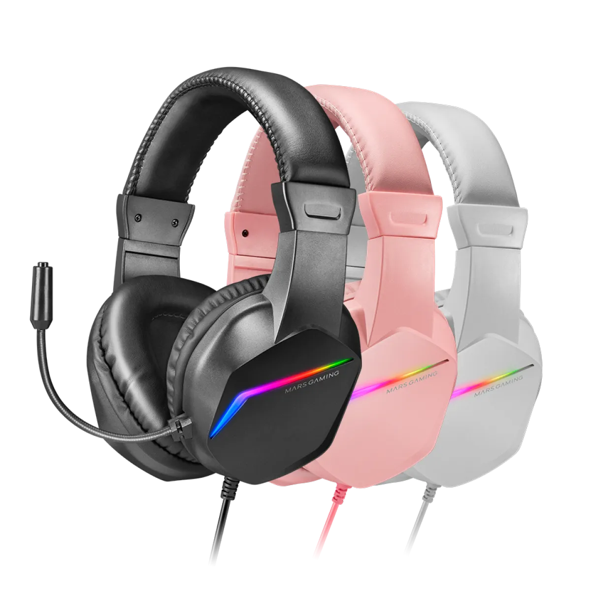 Mars (MH122) Wired Gaming Headset - 3.5mm / USB - RGB - Black