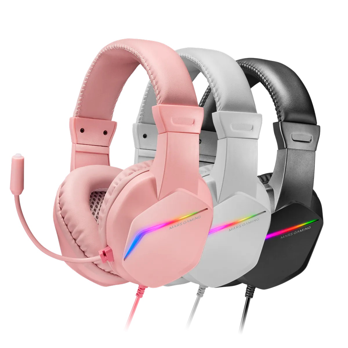 Mars (MH122P) Wired Gaming Headset - 3.5mm / USB - RGB - Pink