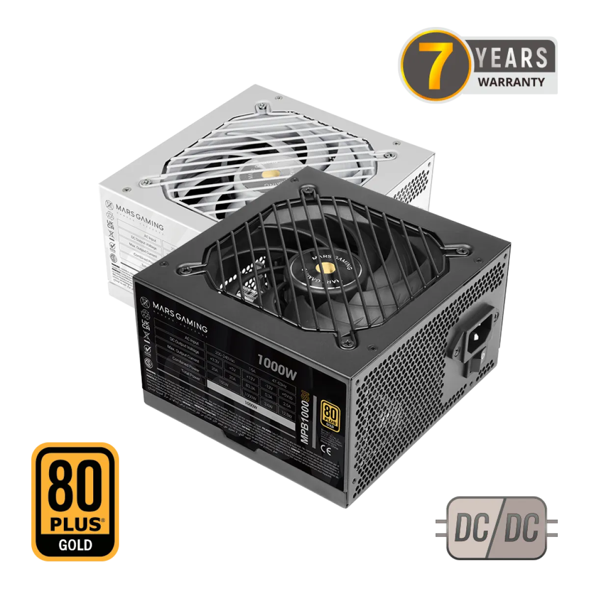 Mars Gaming (MPB1000SI) Power supply 1000W - 80 Plus Gold - 7Y - Black