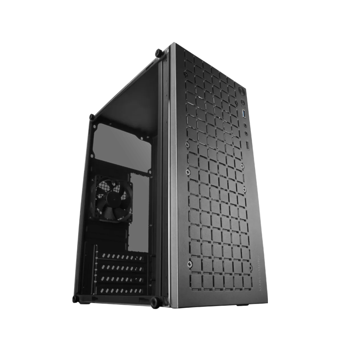 Mars (MC1000) Mid tower Gaming Box Chassis with Tempered Glass - M-ATX - Black