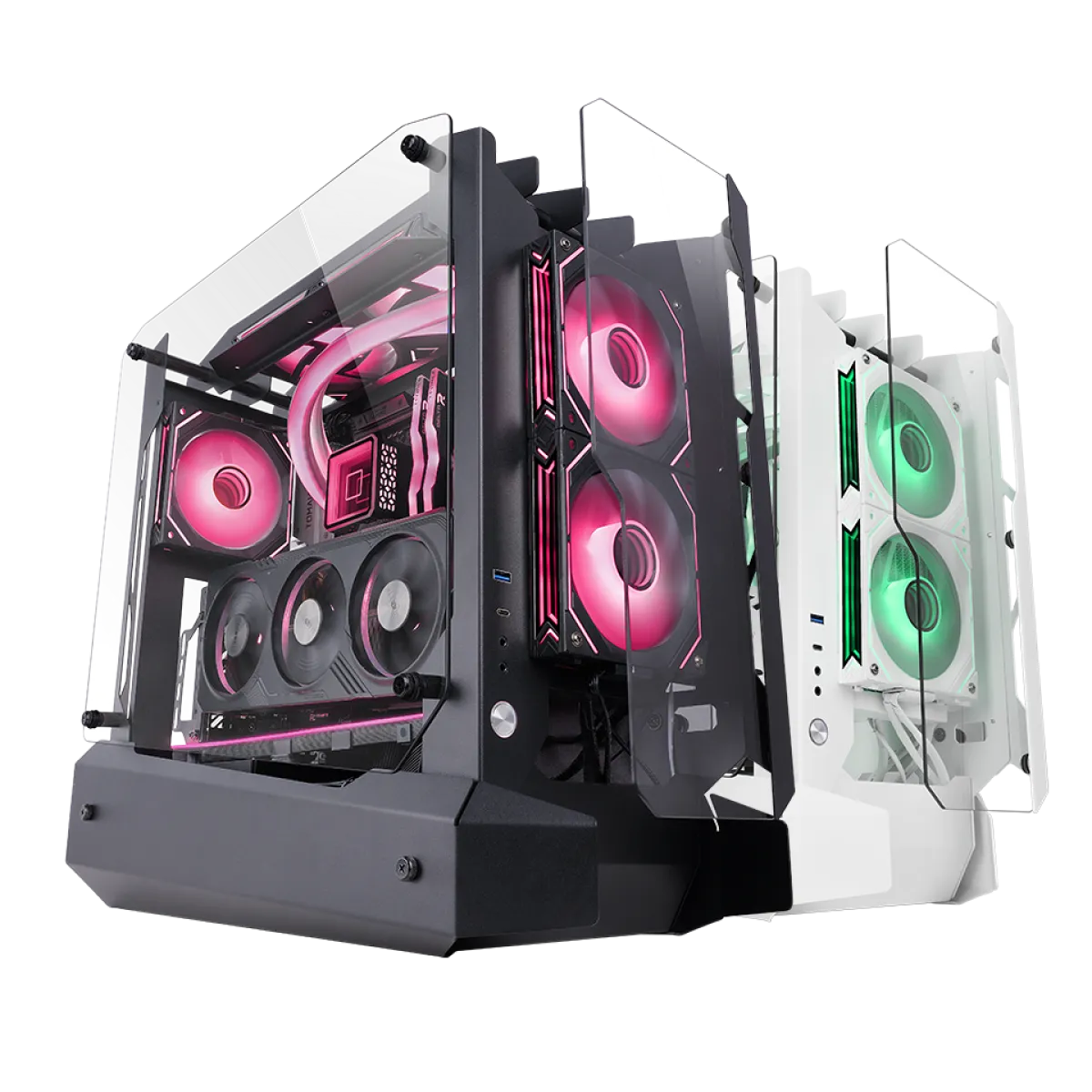 Mars (MCEDGE) Mid tower Gaming Box Chassis with Triple Tempered Glass - ATX - Black
