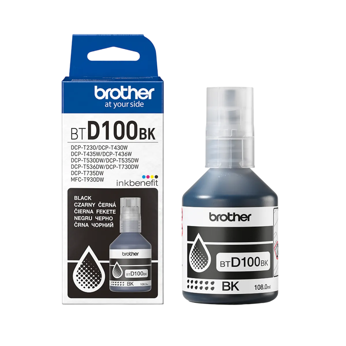 Brother (BTD100BK) Genuine Black High Capacity Ink for Brother Printer DCP-T230, T430W, T530W