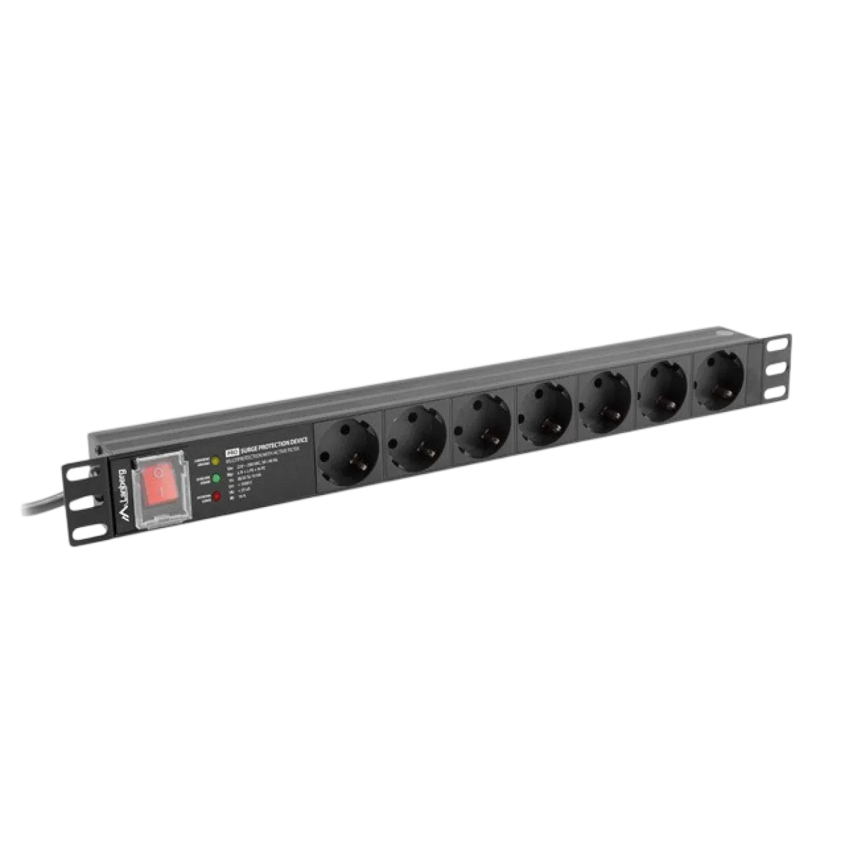 CEM (PDU-E08V-M1U) Power Distribution Unit for 19" cabinet-1.8m- 8x Schuko Type Outlets 16A - Black