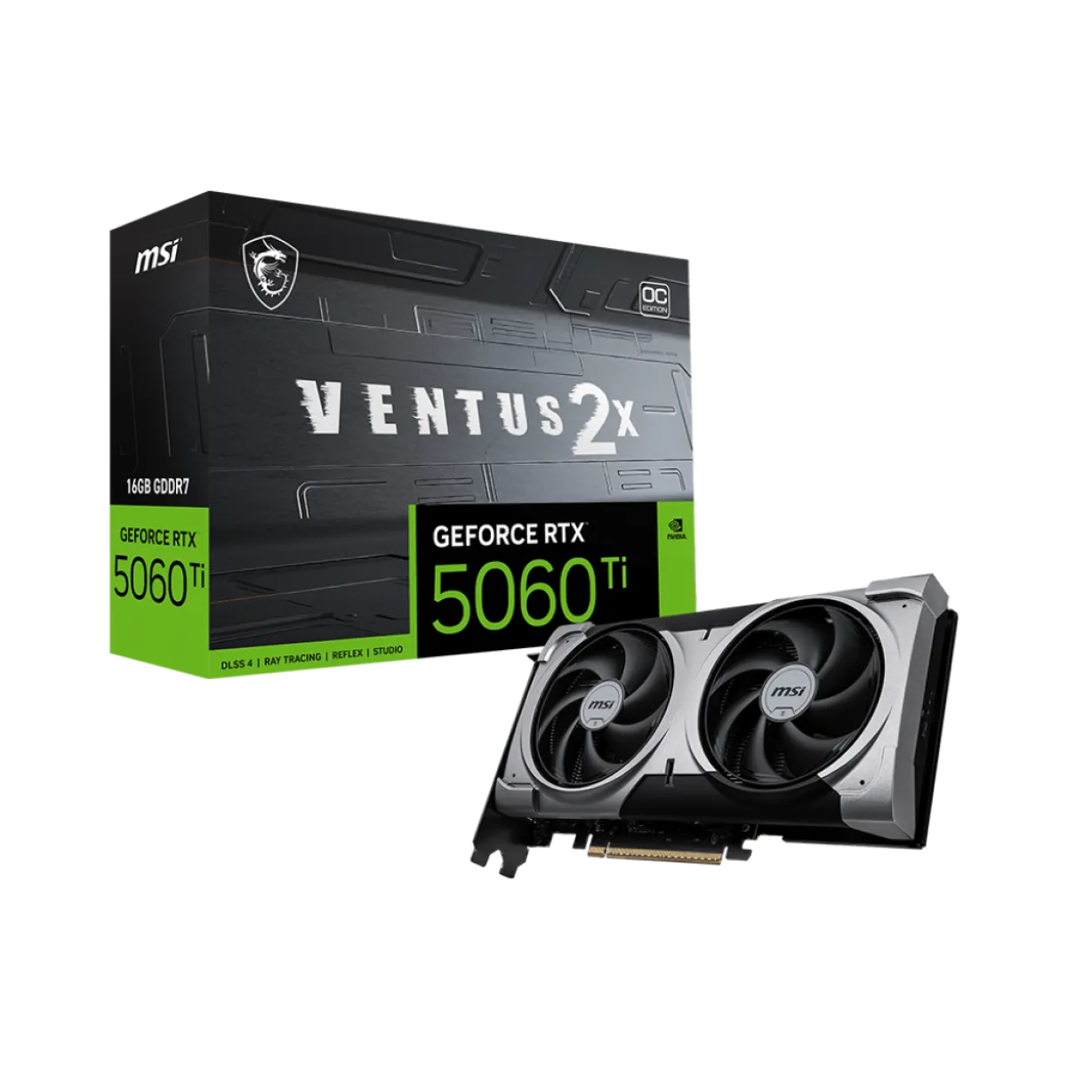 MSI (912-V535-027) NVIDIA GeForce RTX5060Ti 16Gb GDDR7 Ventus 2X OC Plus Edition - 3Yrs - Black